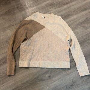 J. Crew Women's Beige and Brown Crewneck Sweater
